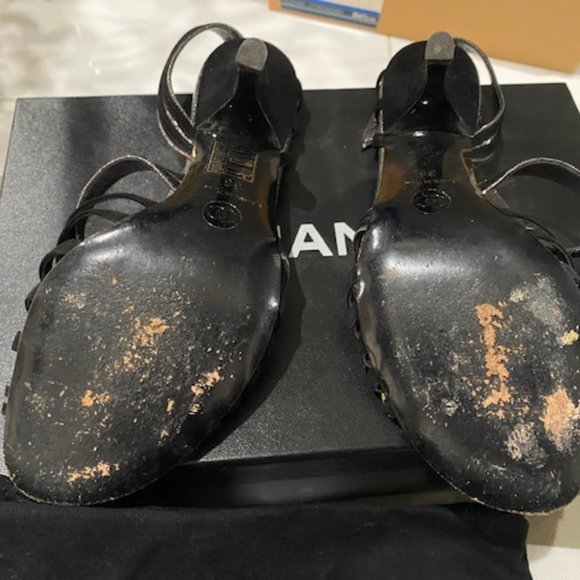 Chanel Heel Quilted Sole Black Silver 36 - Picture 5 of 10